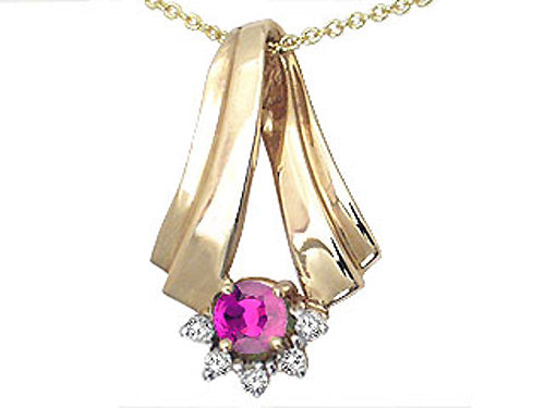 Tommaso Design™ Round 5mm Genuine Pink Tourmaline Pendant Necklace