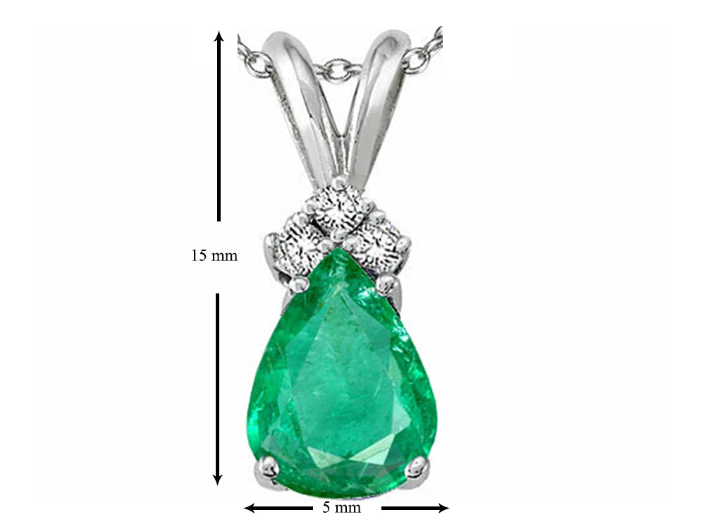 Tommaso Design™ Pear Shape Genuine Emerald Pendant Necklace