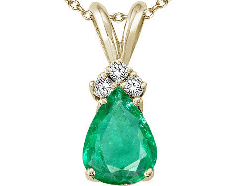 Tommaso Design™ Pear Shape Genuine Emerald Pendant Necklace