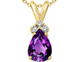 Tommaso Design™ Pear Shape 8x6mm Genuine Amethyst Pendant Necklace