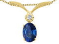Tommaso Design™ Oval 7x5mm Genuine Sapphire Pendant Necklace