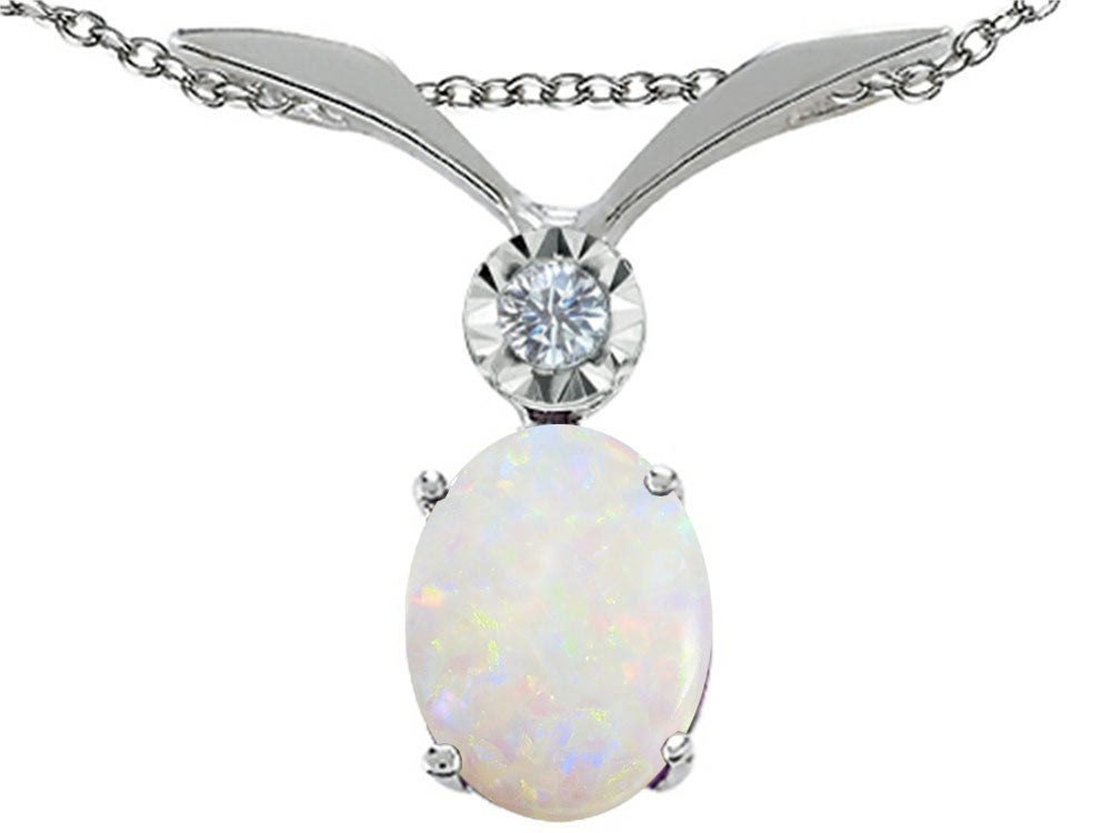 Tommaso Design™ Oval 7x5 mm Genuine Opal Pendant Necklace