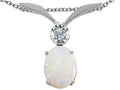 Tommaso Design™ Oval 7x5 mm Genuine Opal Pendant Necklace