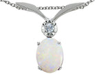 Tommaso Design™ Oval 7x5 mm Genuine Opal Pendant Necklace