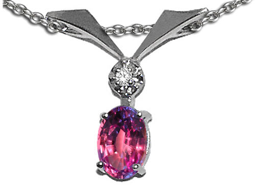 Tommaso Design™ Oval 7x5mm Simulated Alexandrite Pendant Necklace