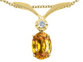 Tommaso Design™ Oval 7x5mm Genuine Yellow Sapphire Pendant Necklace