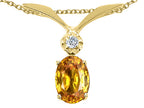 Tommaso Design™ Oval 7x5mm Genuine Yellow Sapphire Pendant Necklace