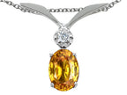 Tommaso Design™ Oval 7x5mm Genuine Yellow Sapphire Pendant Necklace