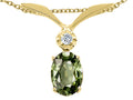 Tommaso Design™ Oval 7x5mm Genuine Green Sapphire Pendant Necklace