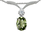 Tommaso Design™ Oval 7x5mm Genuine Green Sapphire Pendant Necklace