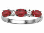 Tommaso Design™ Genuine Ruby and Diamond 3 Stone Band