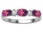 Tommaso Design™ Oval 5x3mm Simulated Alexandrite three stone oval band