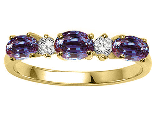 Tommaso Design™ Oval 5x3mm Simulated Alexandrite three stone oval band