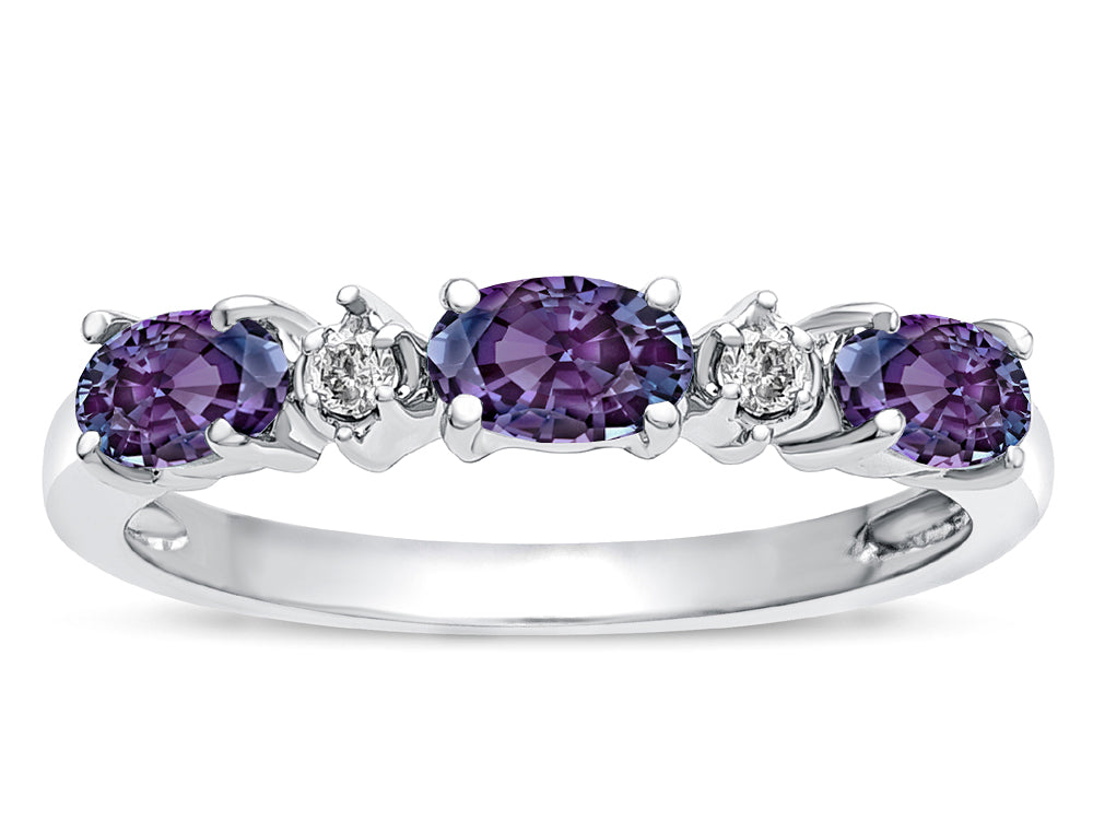 Tommaso Design™ Oval 5x3mm Simulated Alexandrite three stone oval band