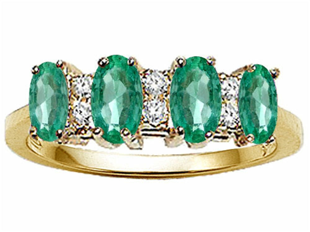 Tommaso Design™ Genuine 4 Stone Emerald Band