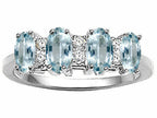 Tommaso Design™ Genuine 4 Stone Aquamarine Band