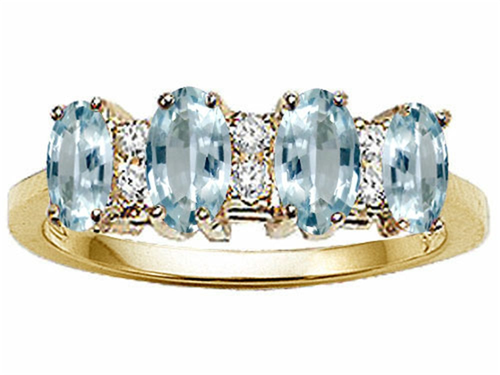 Tommaso Design™ Genuine 4 Stone Aquamarine Band