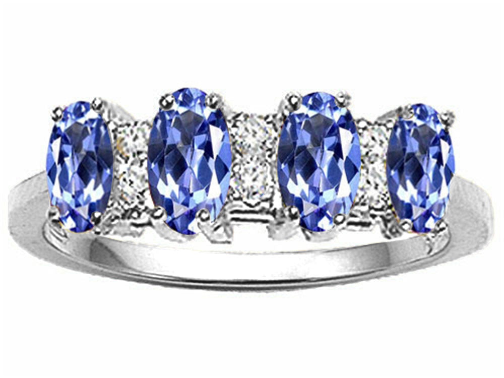 Tommaso Design™ Oval 5x3mm Genuine 4 Stone Tanzanite Band