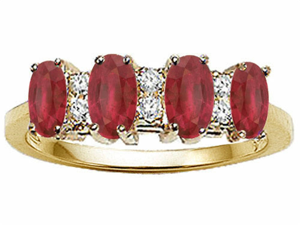 Tommaso Design™ Genuine 4 Stone Ruby and Diamond Band