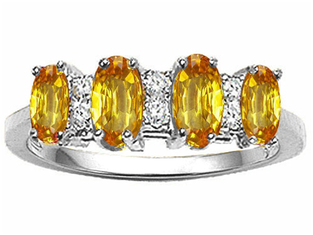 Tommaso Design™ Oval 5x3mm Genuine 4 Stone Citrine Band