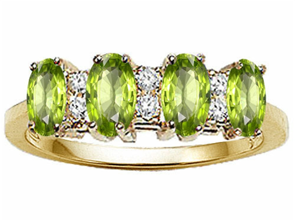 Tommaso Design™ Oval 5x3mm Genuine 4 Stone Peridot Band