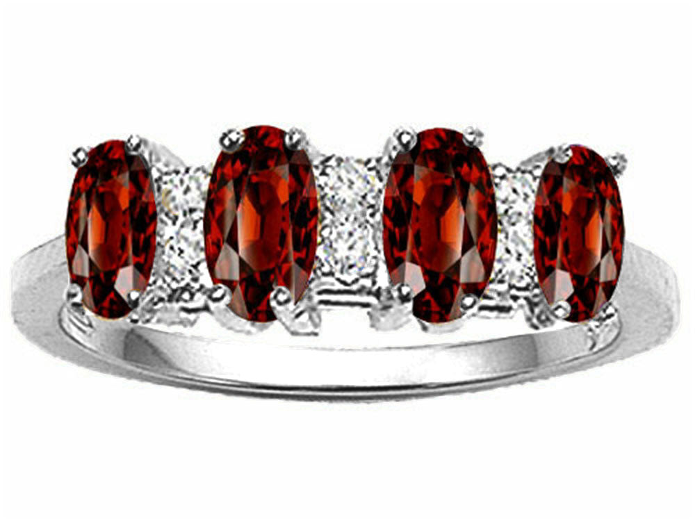 Tommaso Design™ Genuine 4 Stone Garnet Band