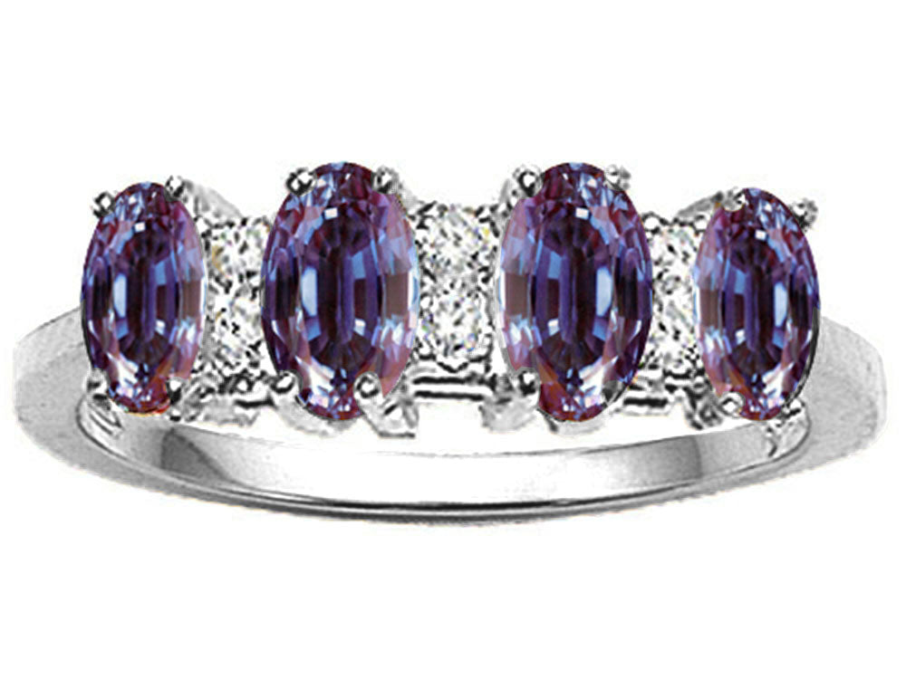 Tommaso Design™ Oval 5x3mm 4 Stone Simulated Alexandrite Ring