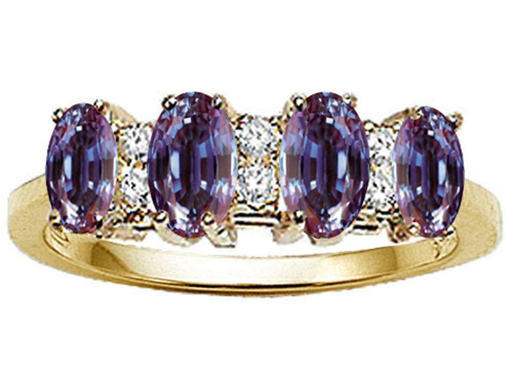 Tommaso Design™ Oval 5x3mm 4 Stone Simulated Alexandrite Ring