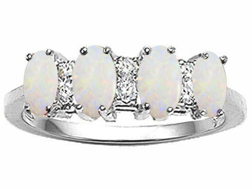 Tommaso Design™ Genuine 4 Stone Opal Ring / Band