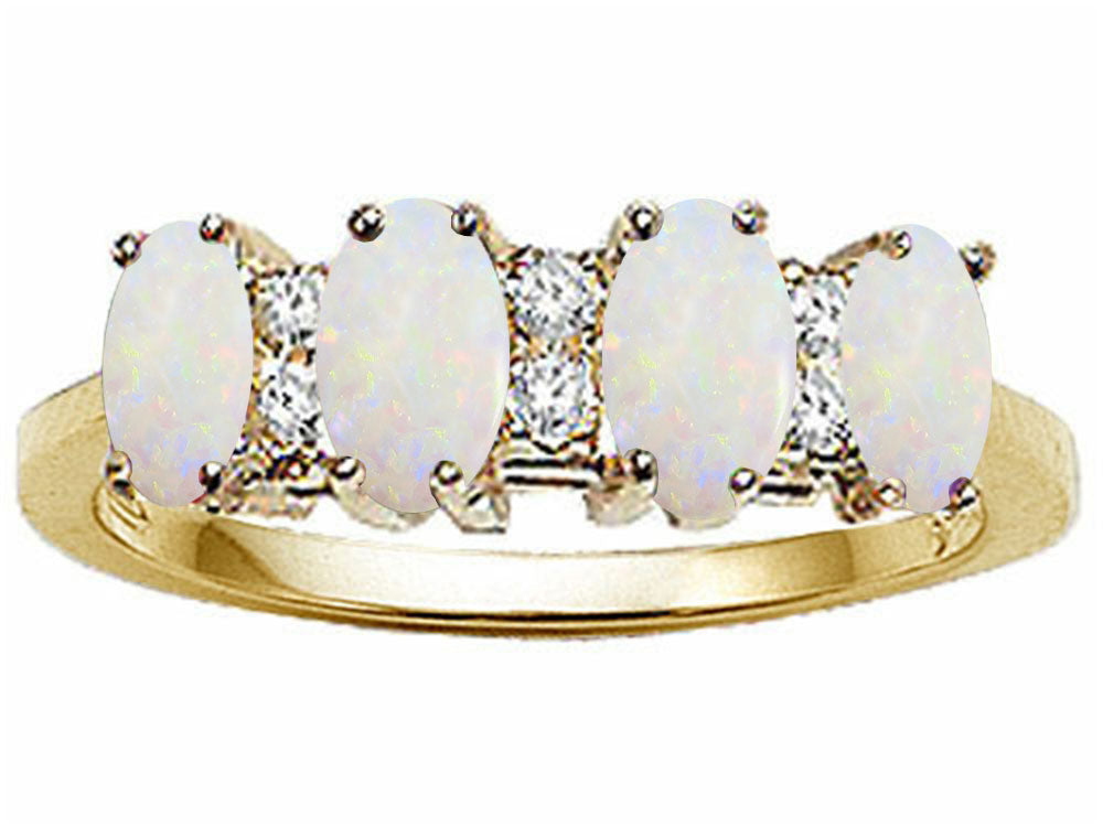 Tommaso Design™ Genuine 4 Stone Opal Ring / Band