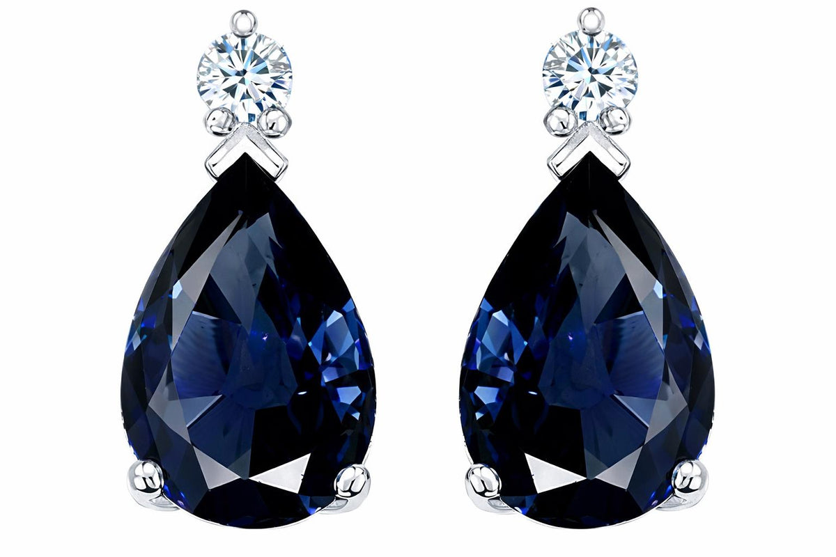 Tommaso Design™ Pear Shape 8x6mm Genuine Sapphire Earrings
