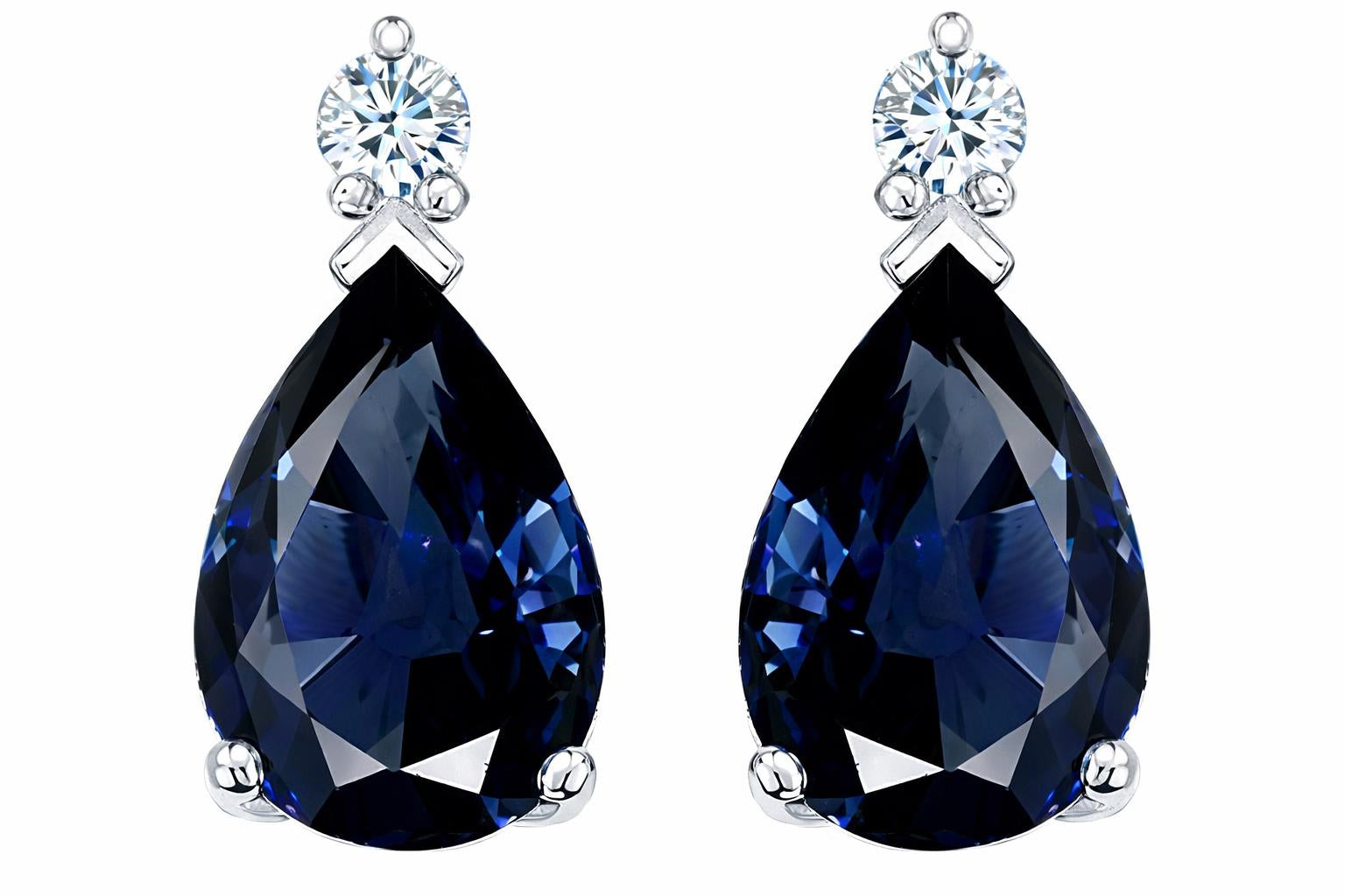 Star K Pear Shape 8x6mm Genuine Sapphire Earrings
