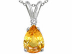 Tommaso Design™ Pear Shape 8x6mm Genuine Yellow Sapphire Pendant Necklace