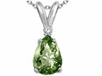 Tommaso Design™ Pear Shape 8x6mm Genuine Green Sapphire Pendant Necklace