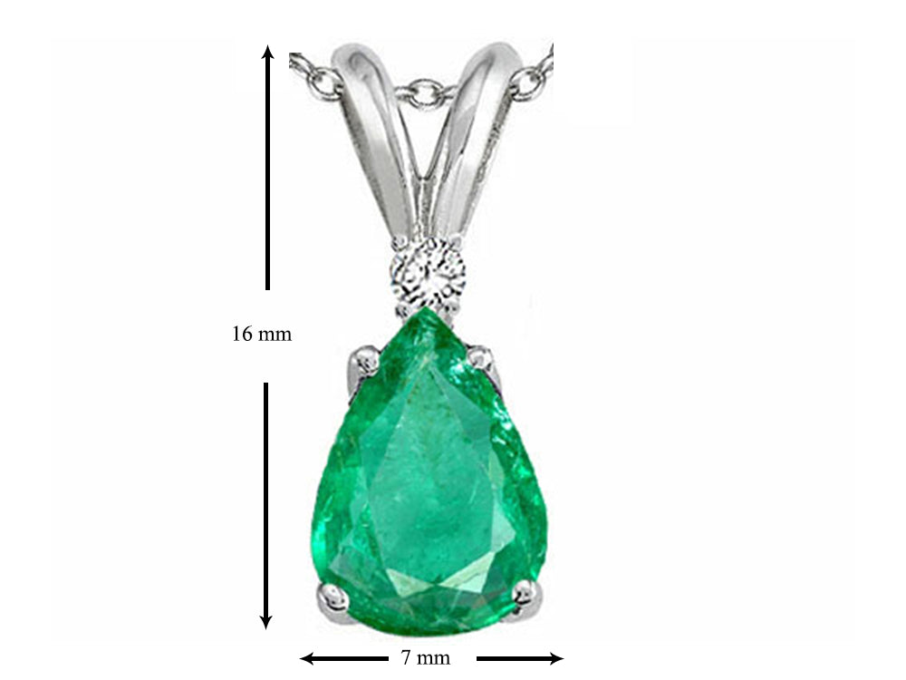 Tommaso Design™ Pear Shape 8x6mm Genuine Emerald Pendant Necklace