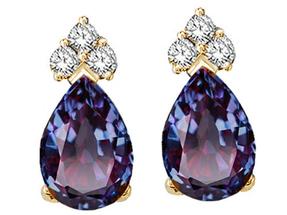 Tommaso Design™ Pear Shape 7x5 mm Simulated Alexandrite Earrings