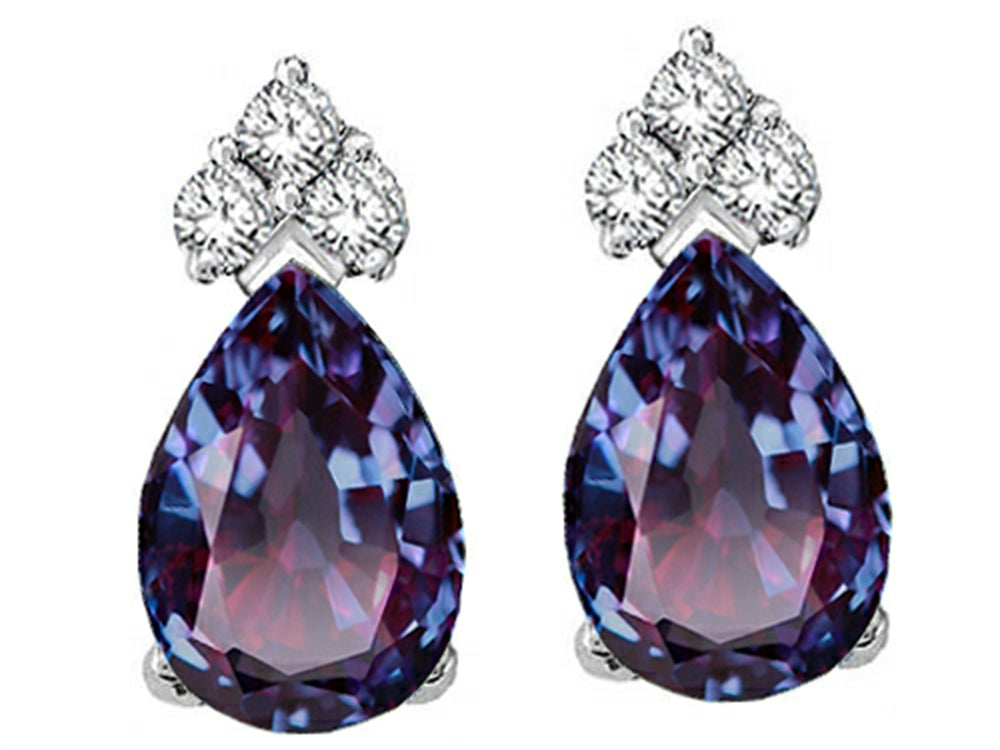 Tommaso Design™ Pear Shape 7x5 mm Simulated Alexandrite Earrings