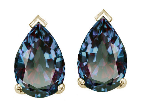 Tommaso Design™ Pear Shape 7x5mm Simulated Alexandrite Earrings