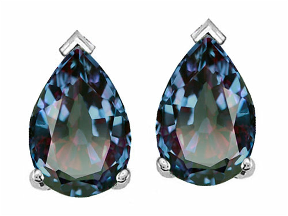 Tommaso Design™ Pear Shape 7x5mm Simulated Alexandrite Earrings