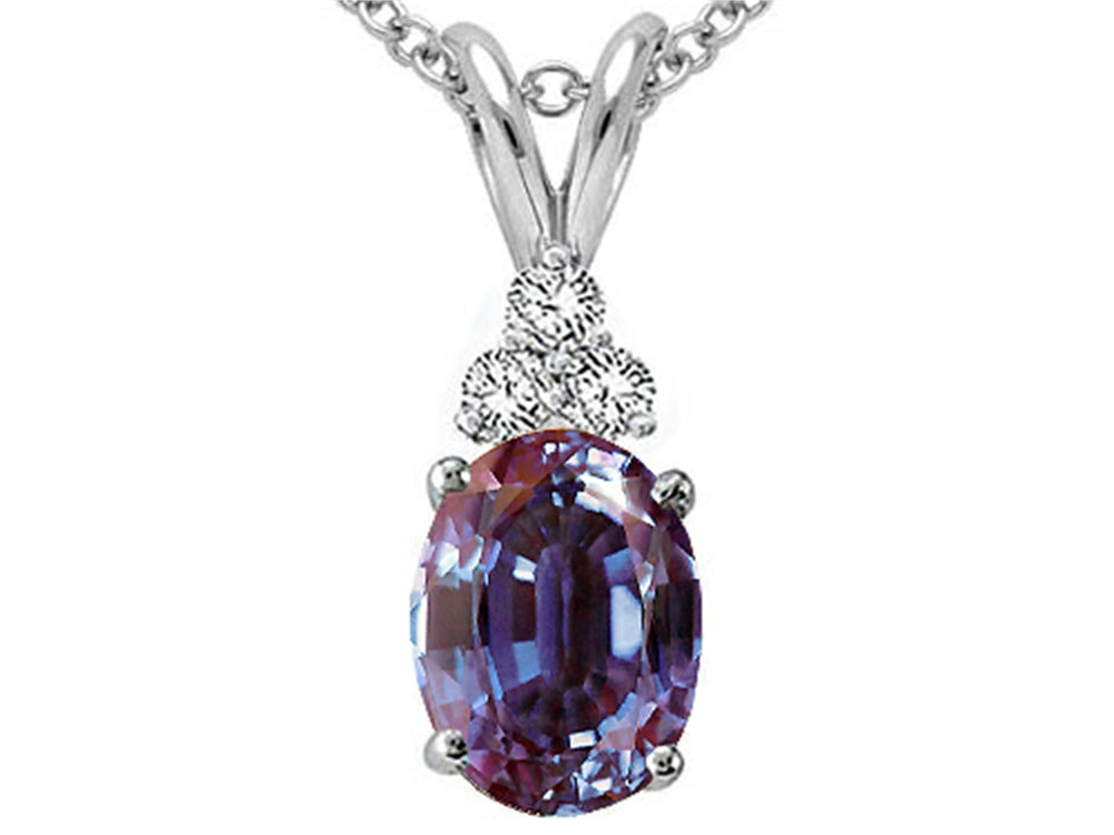 Tommaso Design™ Oval 7x5mm Simulated Alexandrite Pendant Necklace