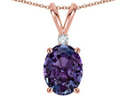 Star K™ Oval 8x6mm Simulated Alexandrite Rabbit Ear Pendant Necklace