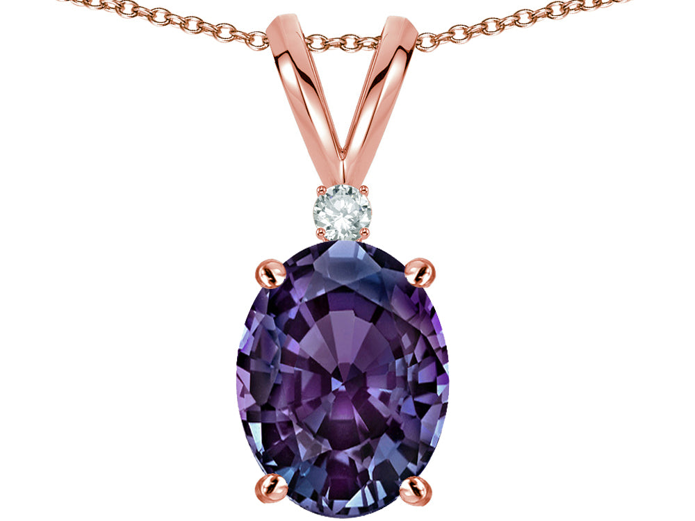 Star K™ Oval 8x6mm Simulated Alexandrite Rabbit Ear Pendant Necklace