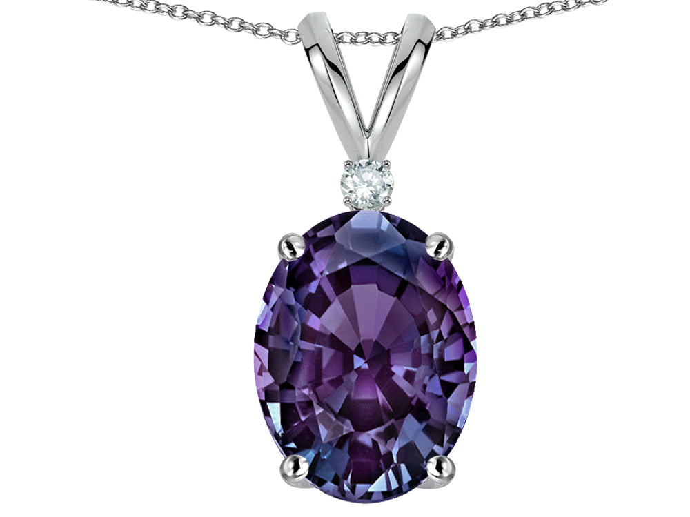 Star K™ Oval 8x6mm Simulated Alexandrite Rabbit Ear Pendant Necklace