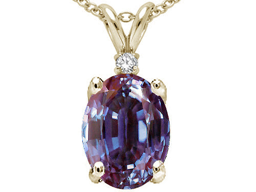 Tommaso Design™ Oval 9x7 mm Simulated Alexandrite And Pendant Necklace