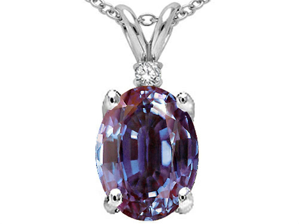 Tommaso Design™ Oval 9x7 mm Simulated Alexandrite And Pendant Necklace