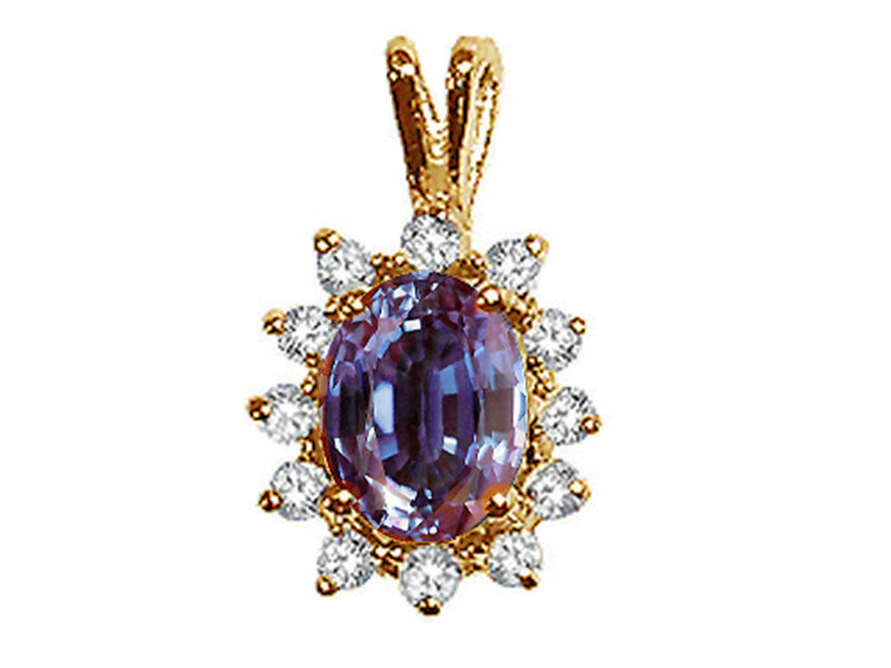 Tommaso Design™ Oval 8x6 mm Simulated Alexandrite Pendant Necklace