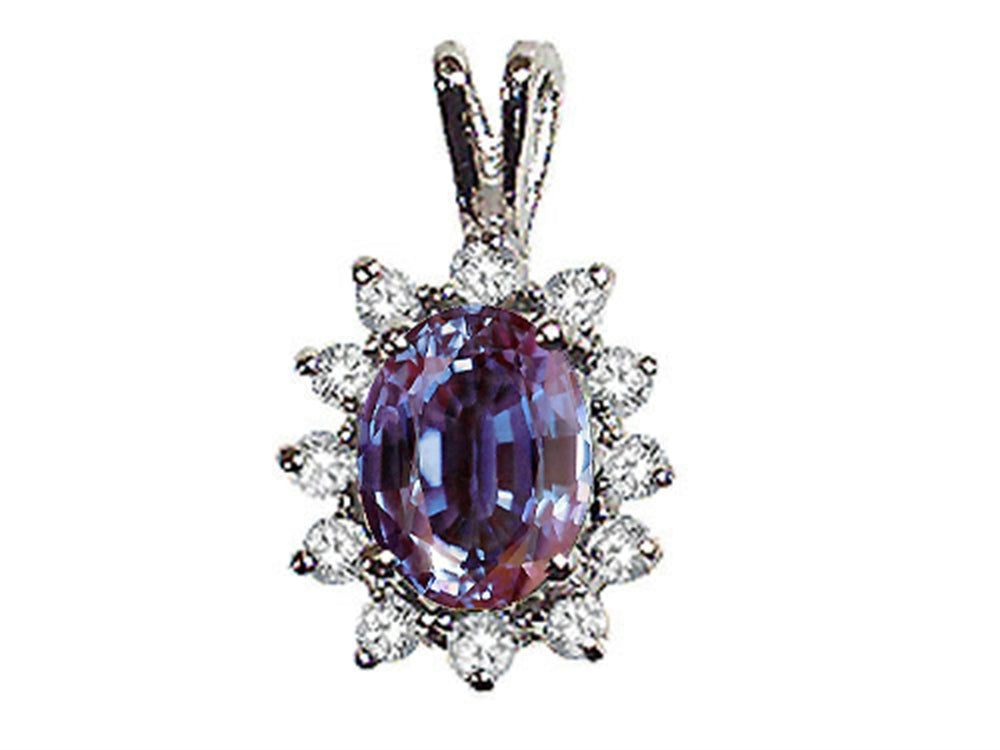 Tommaso Design™ Oval 8x6 mm Simulated Alexandrite Pendant Necklace