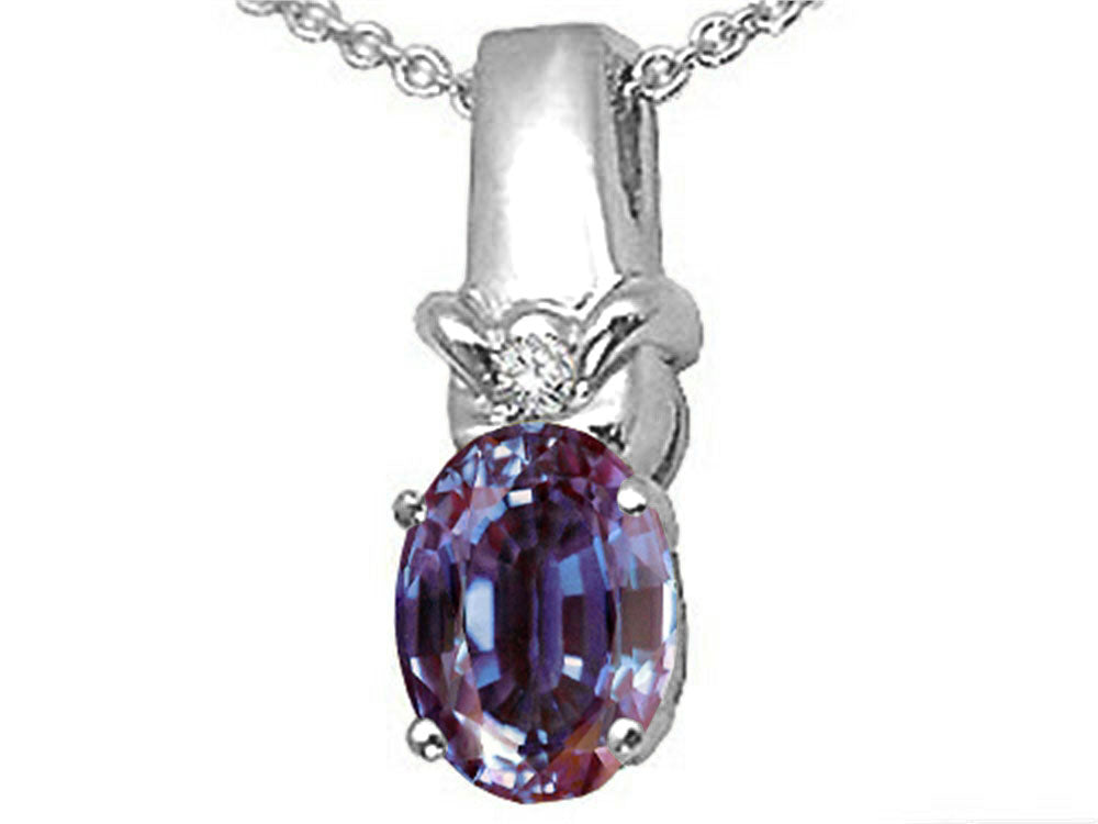 Tommaso Design™ Oval 8x6 mm Simulated Alexandrite Pendant Necklace