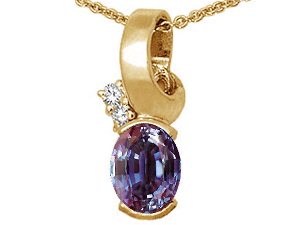 Tommaso Design™ Oval 8x6 mm Simulated Alexandrite Pendant Necklace