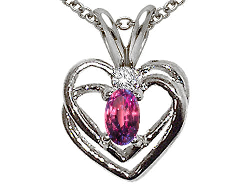 Tommaso Design™ Oval 5x3 mm Simulated Alexandrite Heart Pendant Necklace